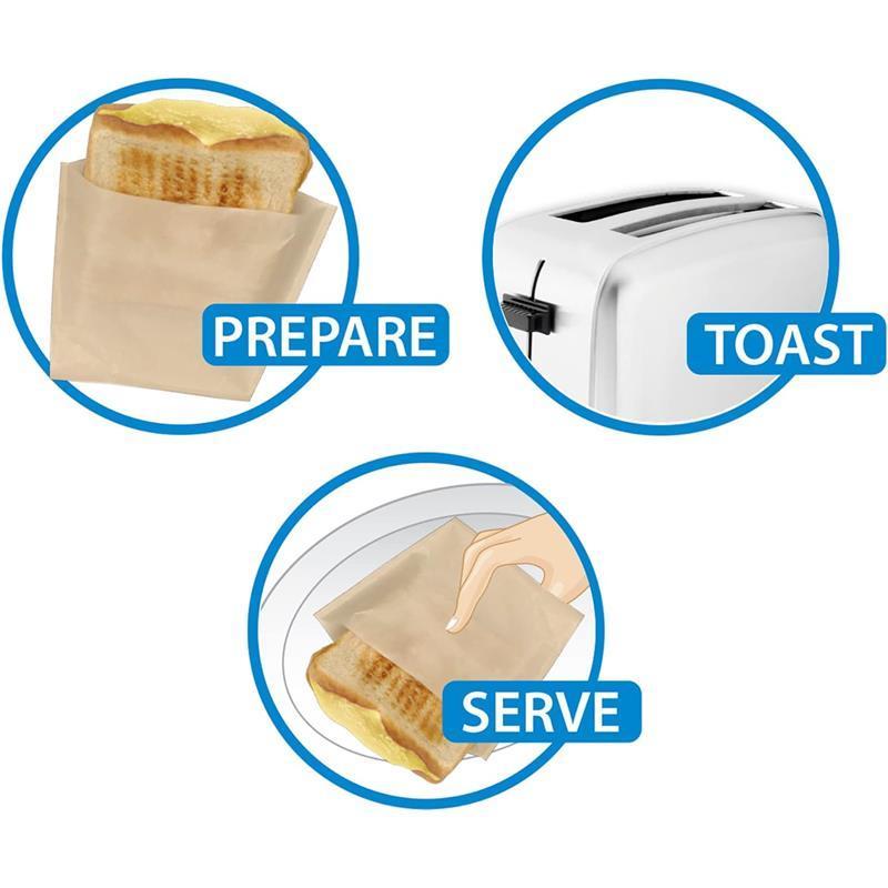 SAP010-24 Re-Useable Toaster Bag, Plastic, Silver (Pack of 2) - Kitchen Accessories - Containers Bakeware Utensils Handy Reusable 0