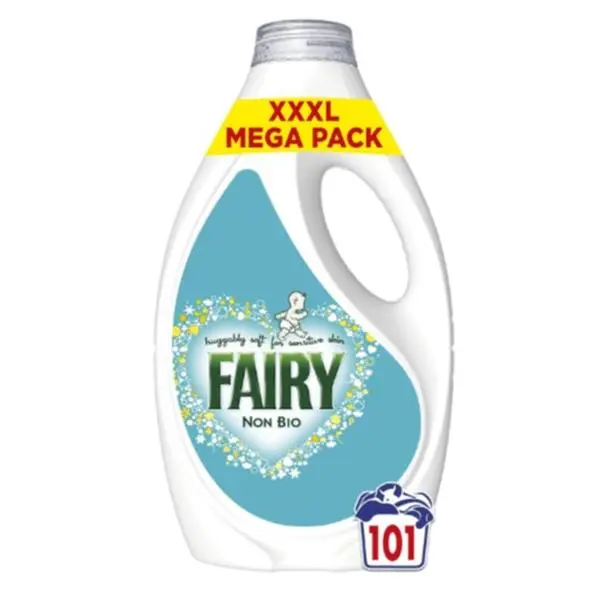 Fairy Non Bio Liquid Laundry Detergent, 101 Washes 3.131 l, Voted Number 1 For Sensitive Skin Household Cleaning