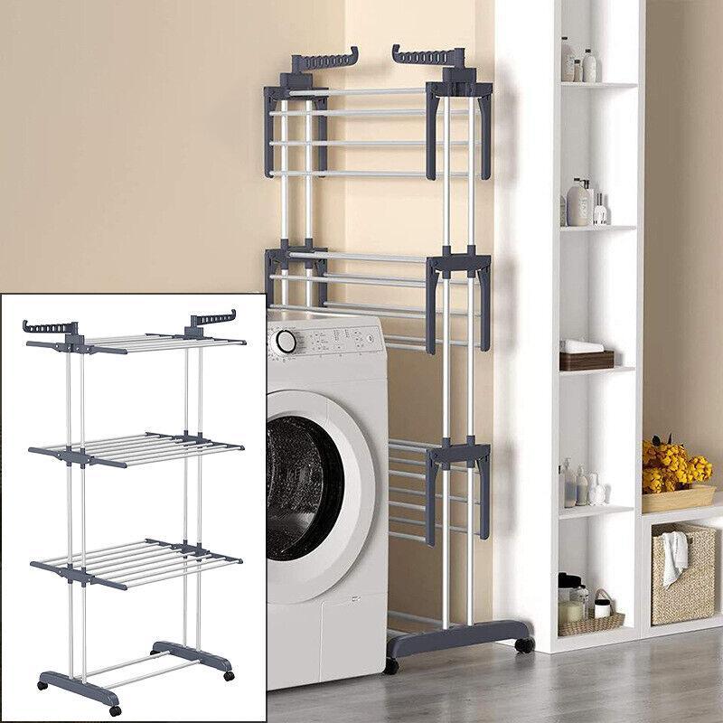 4 Tier Foldable Laundry Dryer Rack Extra Large Bedroom Outdoor Clothes Airer Accessories Hanger Hangable 5