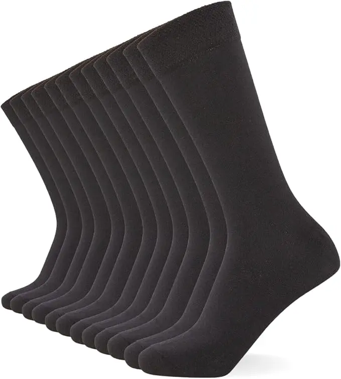 10-Pack Plain Mens Socks - Comfortable Charcoal, Navy & Black Socks for Men - Cotton Socks Men Suitable for Work & Casual Wear - Breathable, Stain Resistant, Durable Men's Smart Dress Sock Menswear Soft