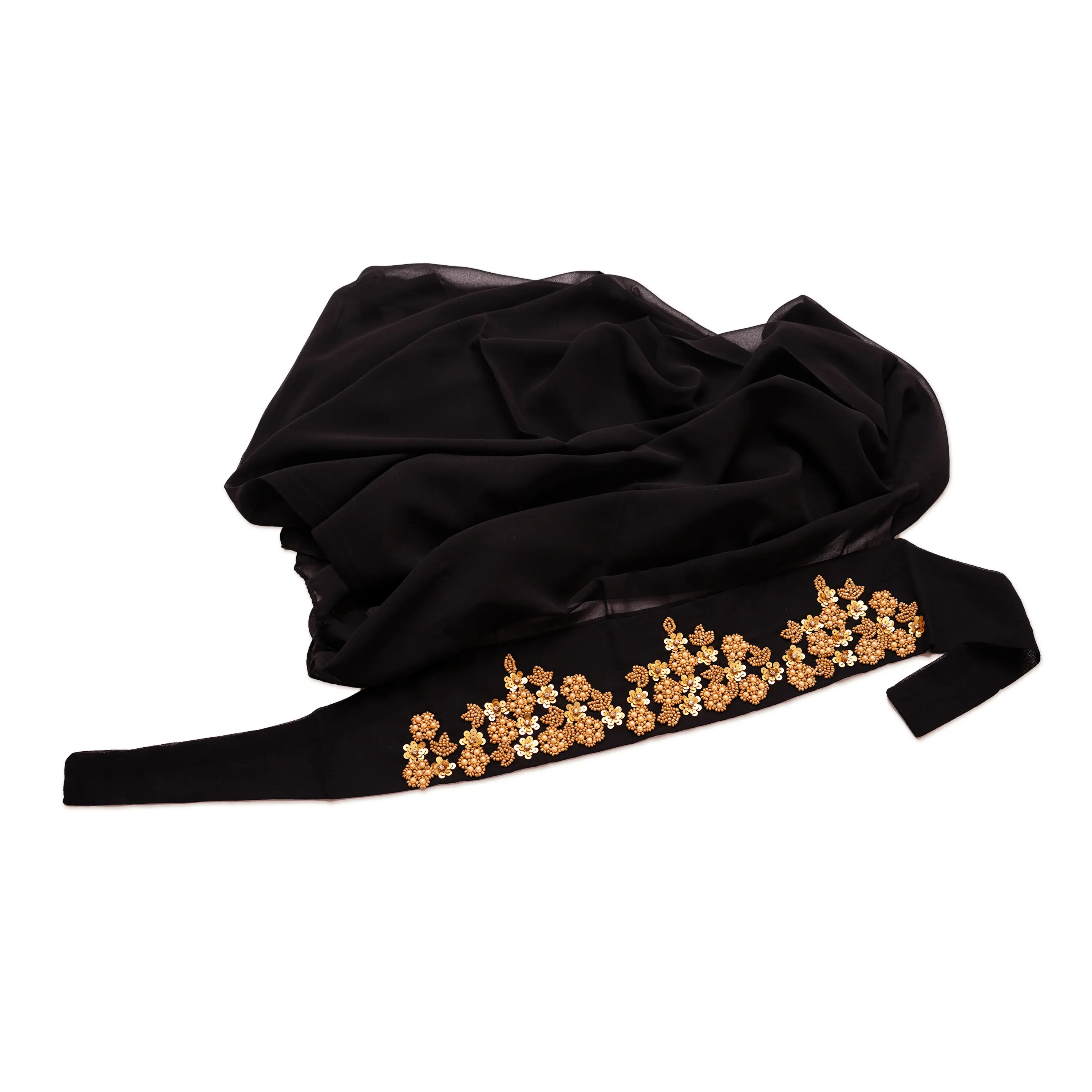 Luxury BLACK EMBELLISHED Sequin Work Hijab | Bridal & Party Hijab | Elegant Embroidered Hijab | Wedding Gift