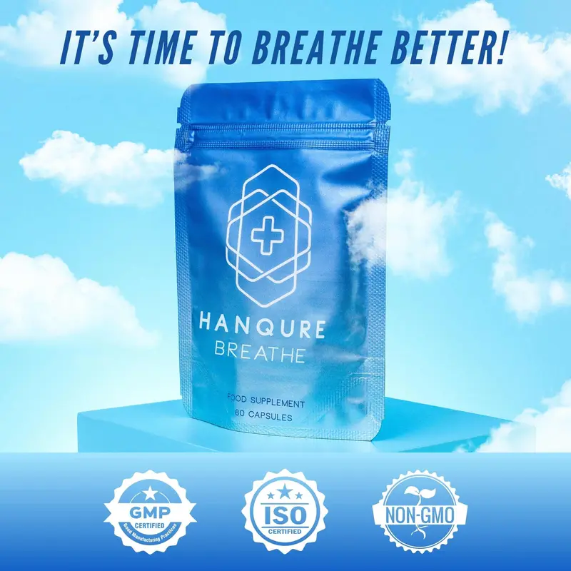 HANQURE Breathe - Lung Cleanse Supplement with Mullein Leaf Extract for Lungs Detox and Normal Mucus Maintenance. Contains Elderberry, Vitamin D, Ginseng & Reishi for Better Respiratory Health. 1