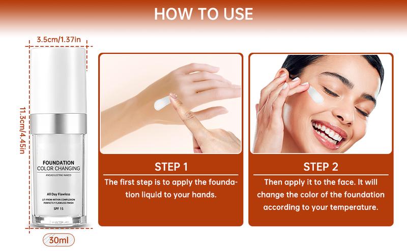 Product Introduction of TLM Color Changing Foundation,Colour Changing Mature Skin Foundation,Colour Match Foundation,Flawless Colour Changing Foundation Makeup,Long Lasting Natural,Lightweight,Makeup for All Skin 4