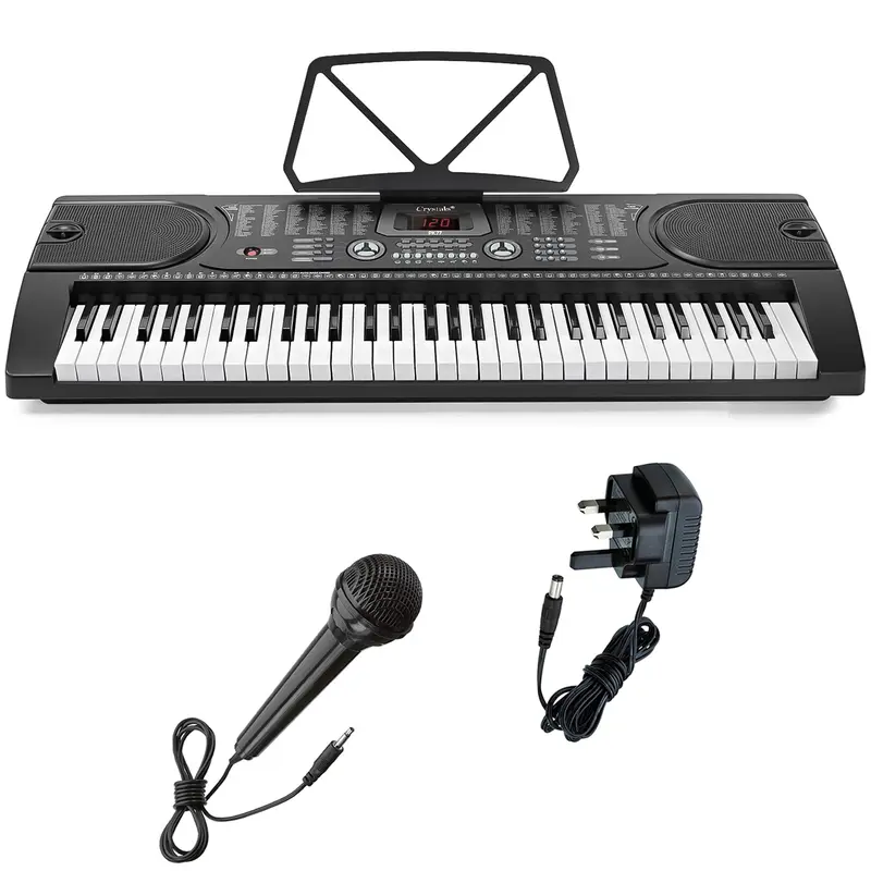 61-Key Electronic Music Keyboard with Microphone, MP3, and Sturdy Double-Braced Stand – Black 4