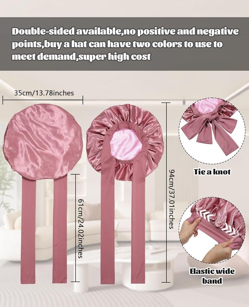 Product Introduction of Satin Bonnet Silk Bonnet for Sleeping Silk Sleep Cap Double Layer Hair Bonnet with Elastic Tie Band for Curly Hair Night Cap 2