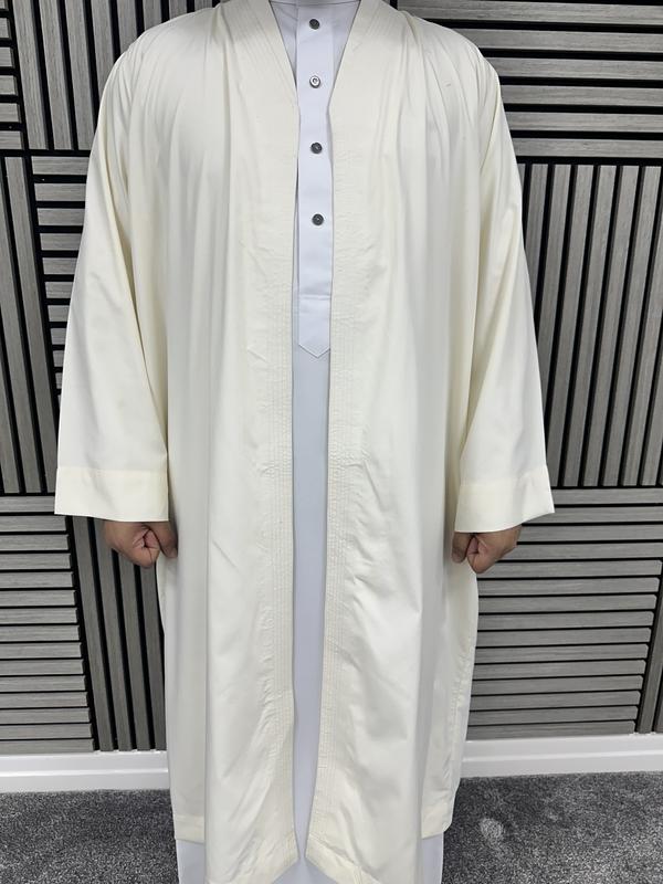 Turkish style overcoat men v-neck robe Muslim Jubbah One-Size 4