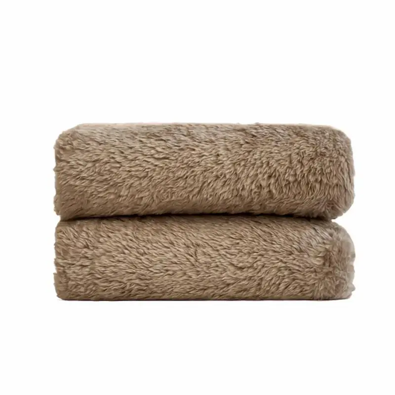 Teddy Bear Blanket Throw - Olive Green - Taupe - Warm Sofa Bedspread 4