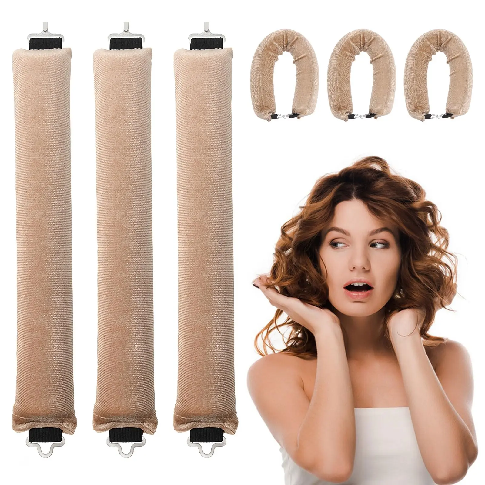 WALLFID 3Pcs Heatless Lightweight Curlers,Hair Rollers for Long Hair,Hair tools for wavy hair curler styling,Overnight Heatless Hair Curlers,DIY Hair Styling Appliances, Haircare, Smooth