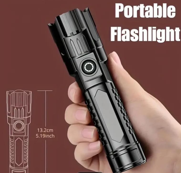 2-Pack LED Flashlights, USB Rechargeable with Telescopic Zoom, High-Lumen Outdoor Tactical Flashlight, 18650 Lithium Battery, Portable and Durable with Built-in Charging strong 8