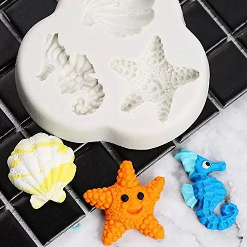 5pcs Mermaid Sea Shell Silicone Fondant Moulds Cake Decorating Chocolate Molds 7