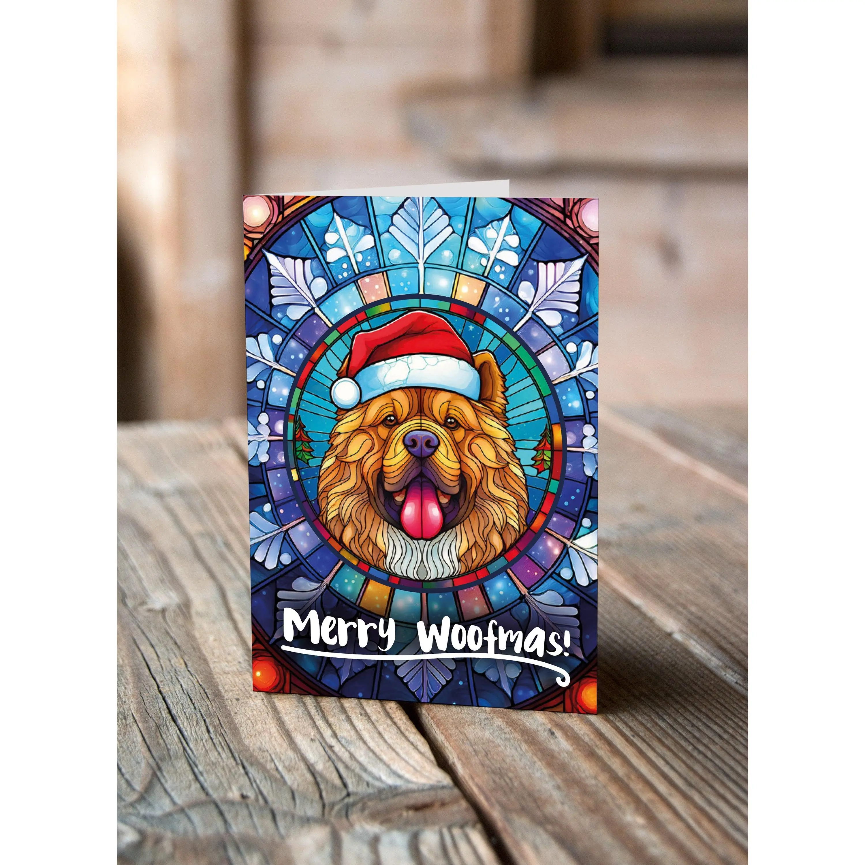 Chow Chow in a Santa Hat Christmas Card