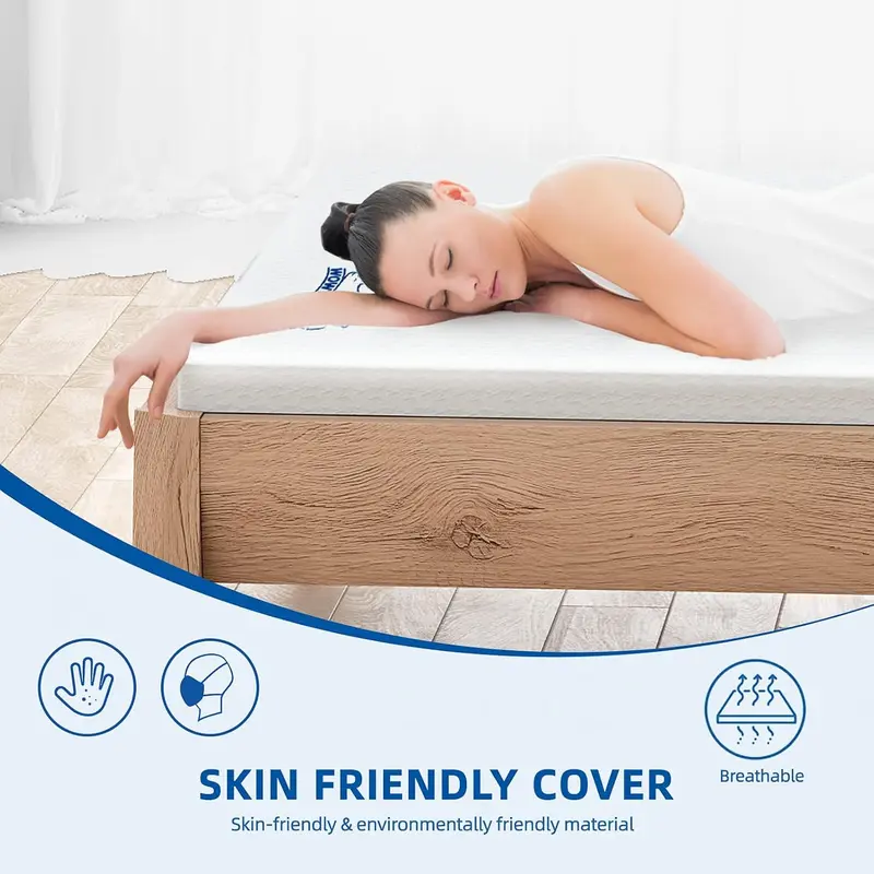 Dual-Layer 2 Inch Memory Foam Mattress Topper, Double Mattress Topper with Anti-mite & Breathable Knitting Cover, Cooling Mattress Topper for Back Pain (135x190x5cm) 4