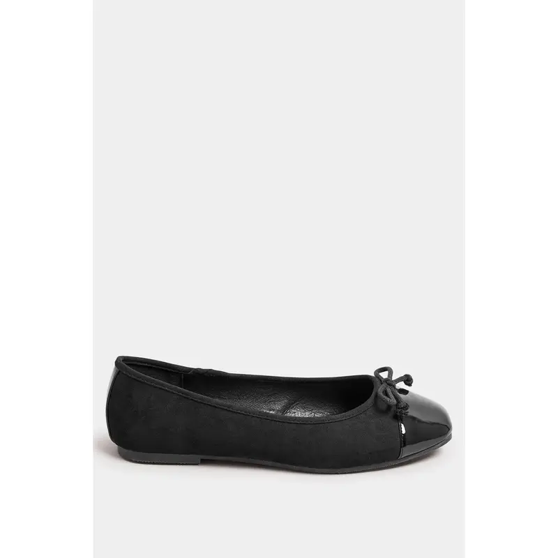 Black Chisel Toe Ballerina Pumps In Extra Wide EEE Fit 2