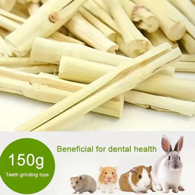 5pcs Natural Sweet Bamboo Chew Sticks for Small Pets - Dental Health Teeth Grinding Toys for Guinea Pigs, Squirrels, Rabbits, Hamsters, and Rats - Pet Snack and Chewing Stick