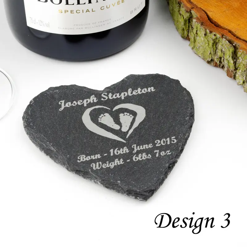 Personalised Heart Slate Coasters - Engraved With Any Message. Tableware 3