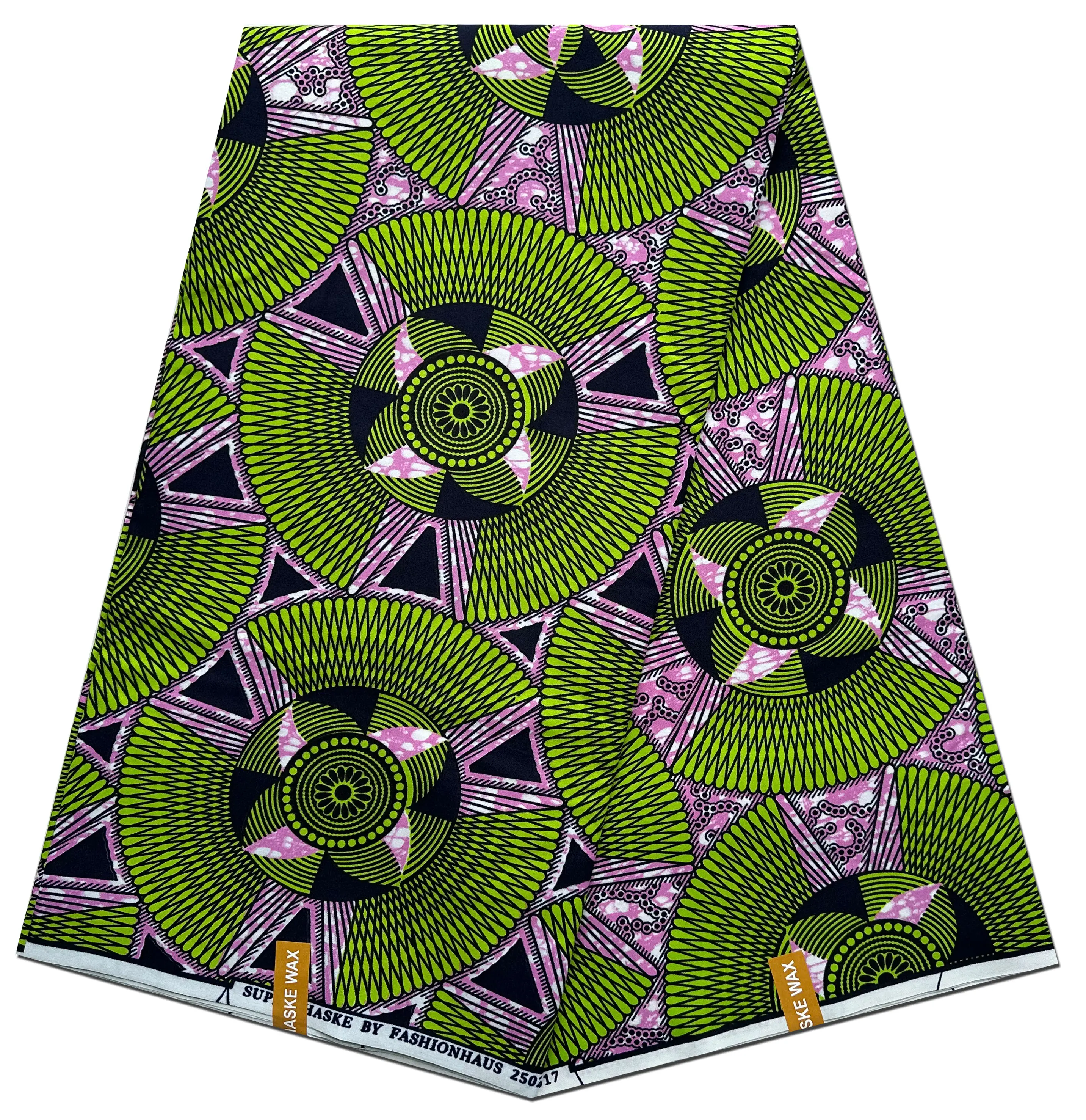 African Wax Print Polycotton Fabric, 6 Yards, for Dressmaking, Quilts, Skirt, Apparel, Sewing, Crafting Material, 45" Inch Wide, 6 Yards Piece (5.4m Long x 1.2m Wide)