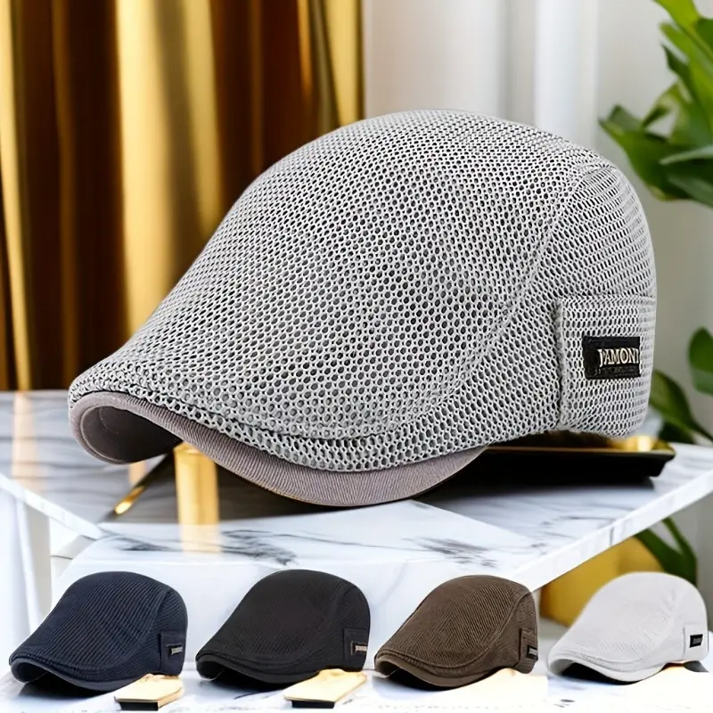 [Durable Weave] Breathable Mesh Beret for Men and Women - Lightweight, Sun Protection, Solid Color, Polyester, Ideal for Easter