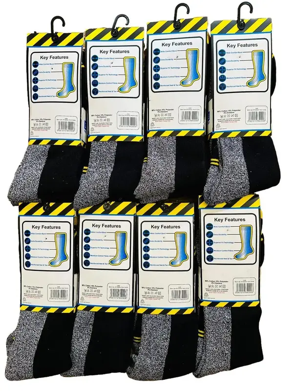24 Pairs of Non-Elastic Heavy Duty Work Socks for Men, UK Shoe Size 6-11 - Bowling Menswear Bestie Underwear 1