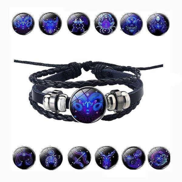 Zodiac Signs Spirit Bracelet, Zodiac Guardian Bracelet, Manifestation Bracelet, Zodiac Constellation Bracelets, Spirit Bracelets Zodiac,  Multilayer Adjustable Twelve Constellation Zodiac Leather Bracelets for Unisex necklace necklace  gift 0