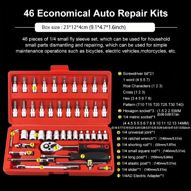 46-Piece Master Mechanic Toolkit – High-Torque Wrench, Spanners, Screwdrivers, and Sockets – The Ultimate Auto & Bike Repair Kit for Professionals and DIY Enthusiasts! Perfect for All Skill Levels! 1