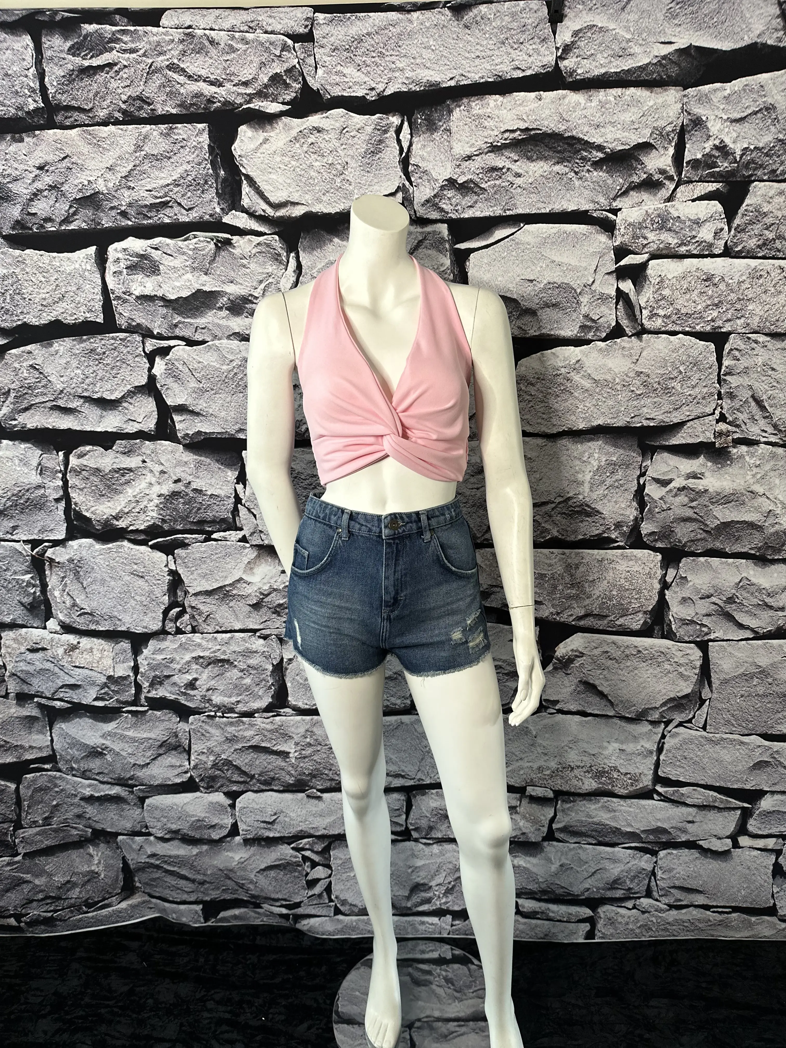 Halter Neck Knot Front Bra Top