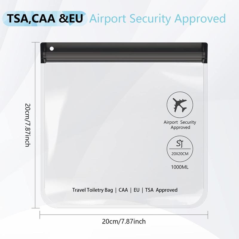 Product Introduction of 4PC Airport Security Liquids Bags 20X20 cm Clear TSA Approved Security Toiletry Bag Approved Hand Luggage Regulations Waterproof Liquids Wash Bags Travel Accessorie Holiday Essentials for Women/Men 0