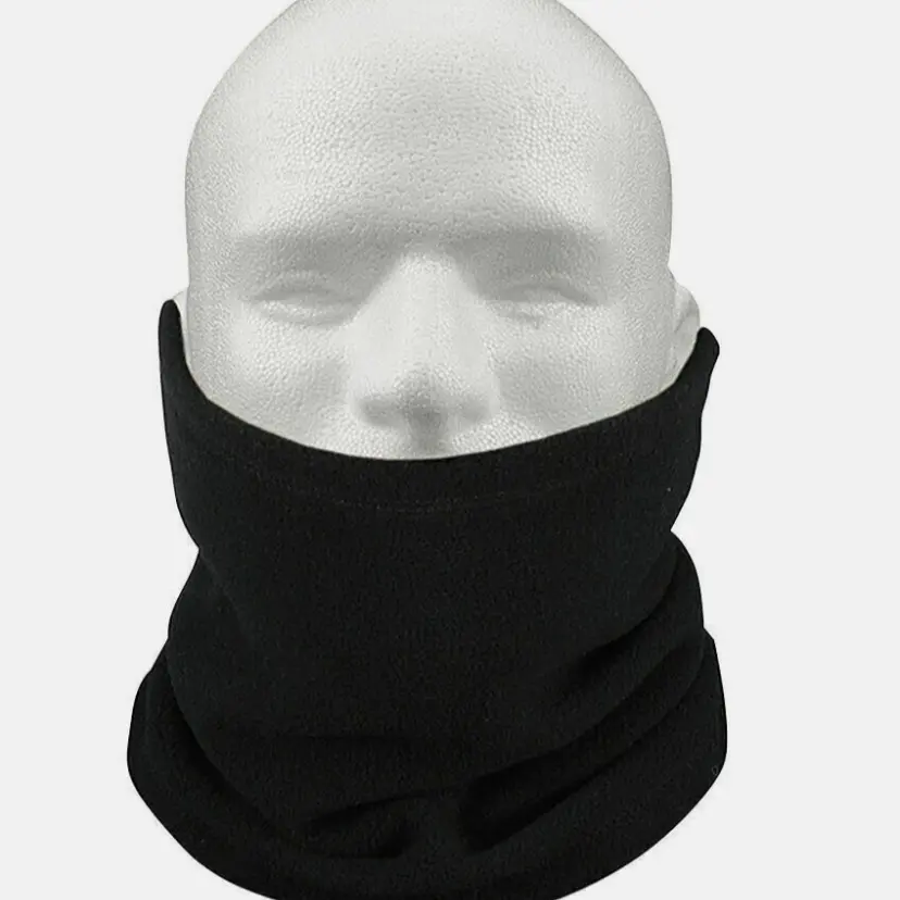 Men's and Women's Thermal Polar Fleece Black Neck Warmer Snood Scarf Ski Hat