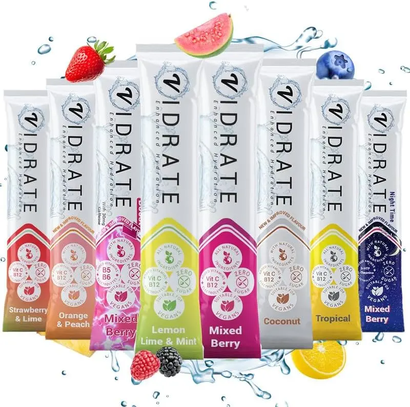 Zero Sugar Electrolyte Hydration Sachets - Mixed Berry Variety (8 Sachets) - Vegan, Gluten-Free, Dairy-Free Sports & Energy Drink - Beverage Vitamin