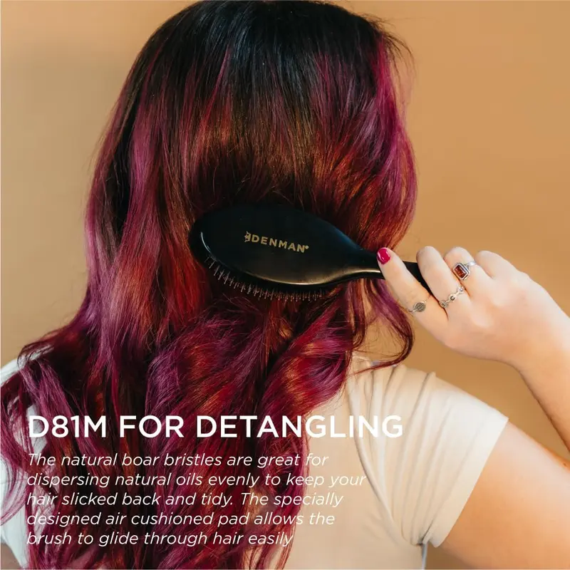 Denman Cushion Hair Brush (Medium) with Soft Nylon Quill Boar Bristles -Detangle and shine, adds gloss and shine to the hair, gently smooths and detangles... Heatless Haircare 2