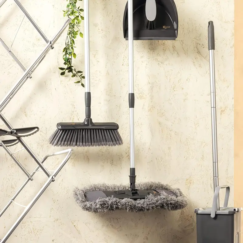 KL028107EU7 Soft Indoor Broom - Non Scratch Bristles, Indoor Floor Sweeping Brush, Suitable for Hard Floors, 120cm Extendable Stainless Steel Handle, Hanging Hook, Grey, 100 Years Edition 3