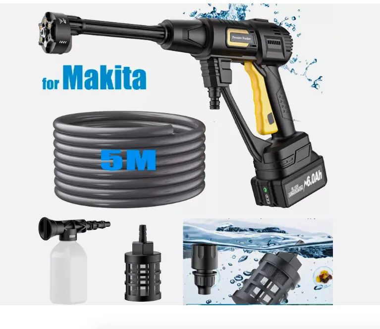 Portable Car Pressure Washer Water Power Jet Wash Cleaner For Makita 5Ah Battery