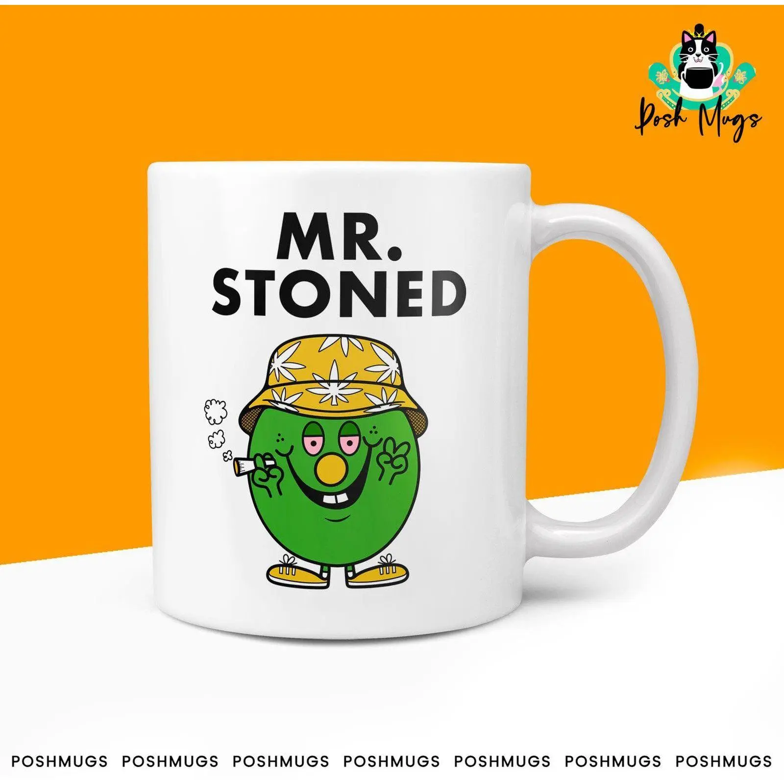 Novelty Mr STONED Mug Funny Men Mr Him Gift Secret Santa Present Unique Ceramic Novelty Office Birthday Christmas 10oz Coffee Tea Cup