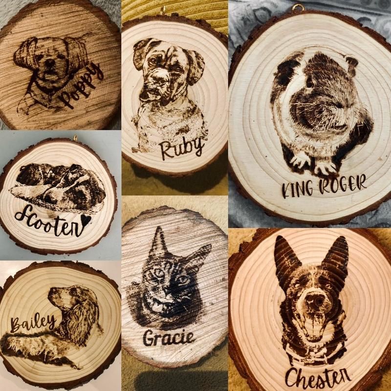 Personalised Pet Portrait Woodslice hanging decoration Decorative Gift Hangable Ornaments Room 2