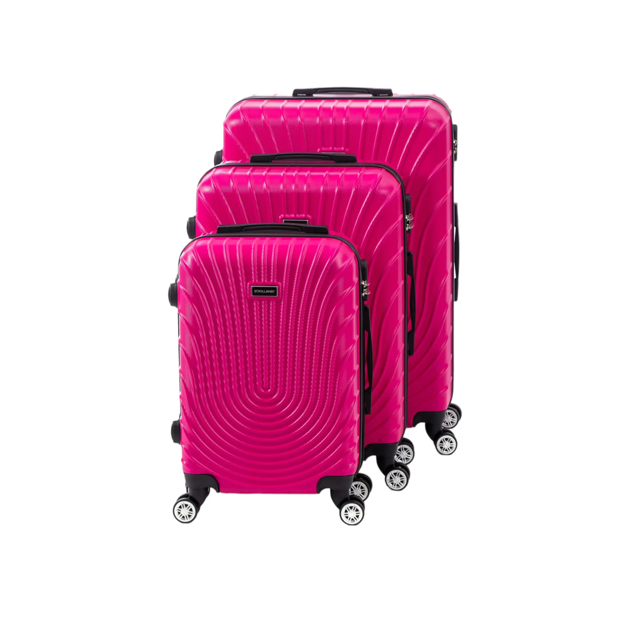 ABS Hard Shell Rome Zip Suitcase with Combination Lock - Black, Dark Grey, Lilac, Navy Blue - Small, Medium, Large Sizes - Set of 3