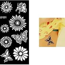 Product Introduction of glaryyears 7 Sheets Flower Pendant Henna Tattoo Stencil Temporary Hollow DIY Drawing Body Makeup 7