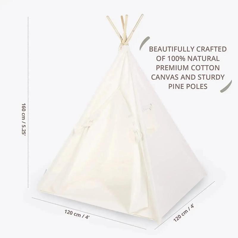 White Cotton Canvas Teepee Play Tent for Kids – Indoor & Outdoor Play Space 2