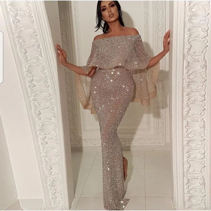new fashion shiny evening dress sexy party dress ladies elegant casual dress