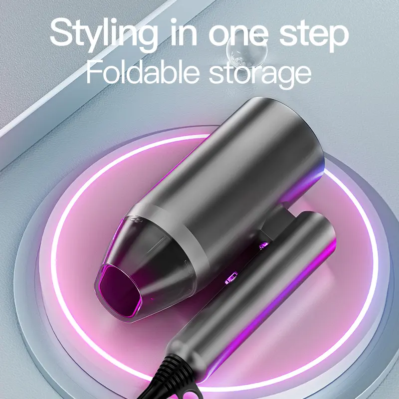 Foldable Fast Drying Hair Dryer, High Power Low Noise & Constant Temperature Blow Dryer, Negative Ionic Nourishing Hair Without Damage, Including Concentrator & Storage Bag & Hair Comb 1