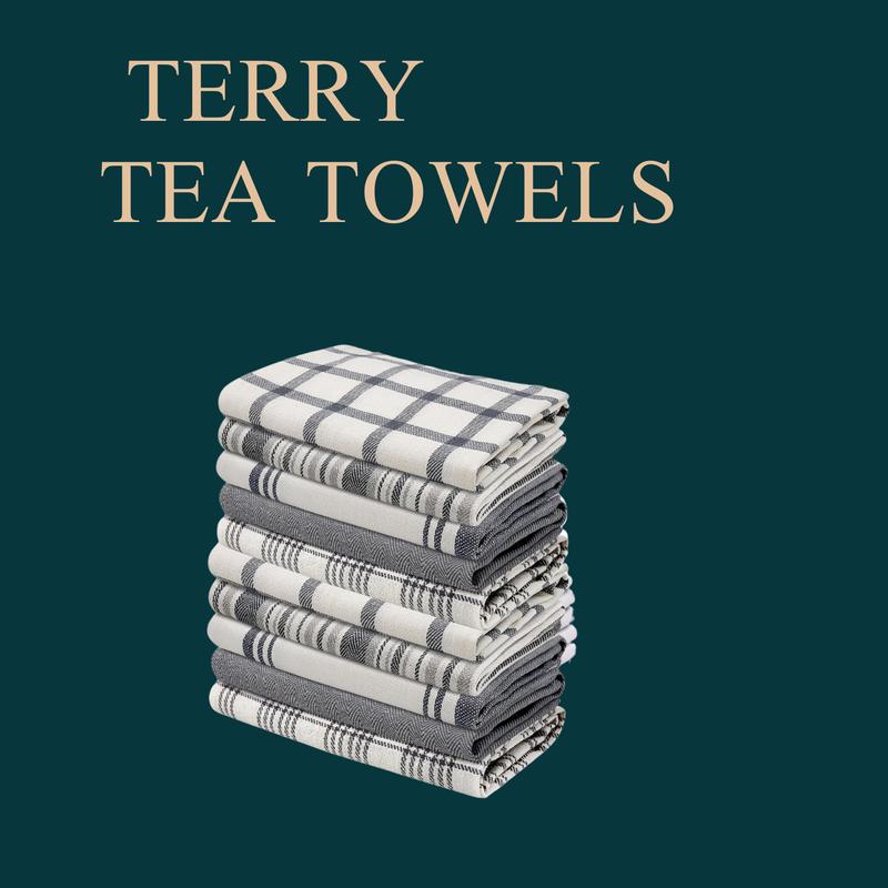 Product Introduction of Terry Tea Towels 100% Egyptian Cotton Kitchen Dish Towel Pack of 5 & 10 Highly Absorbent & Durable Soft Cloth Cleaning 1