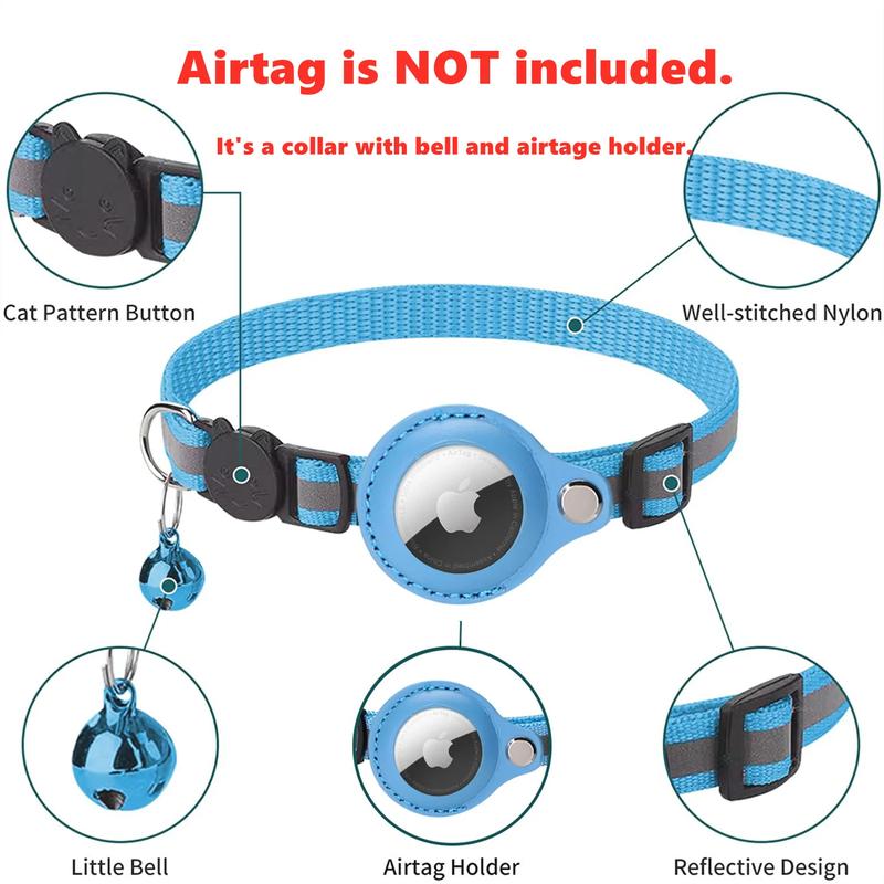 Reflective Airtag Cat Collar with Bell, Waterproof Holder for Apple Airtag, Anti-Lost Collar for Cats, Kittens and Small Dogs cat  airtag air tag collars apple  airtag orange non-customized cat  camera led  collar 2