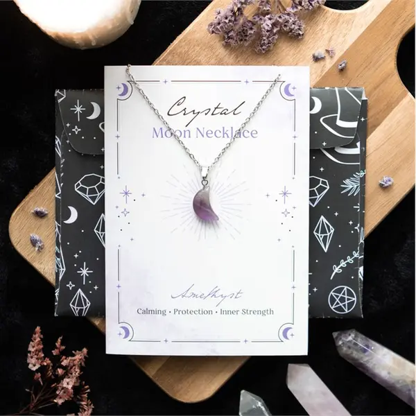 Amethyst Crystal Moon Necklace on Greeting Card 4