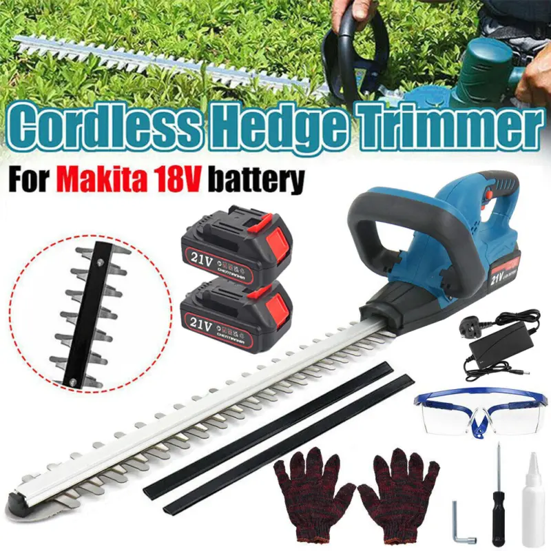 2 Batteries Cordless Hedge Trimmer 21V Fast Charger Battery Electric & Charger