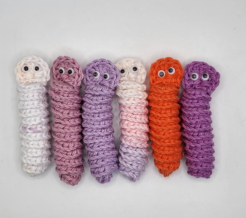 Cotton Crochet Worry Worm. Great for anxiety. Fab for blazer pockets. 0