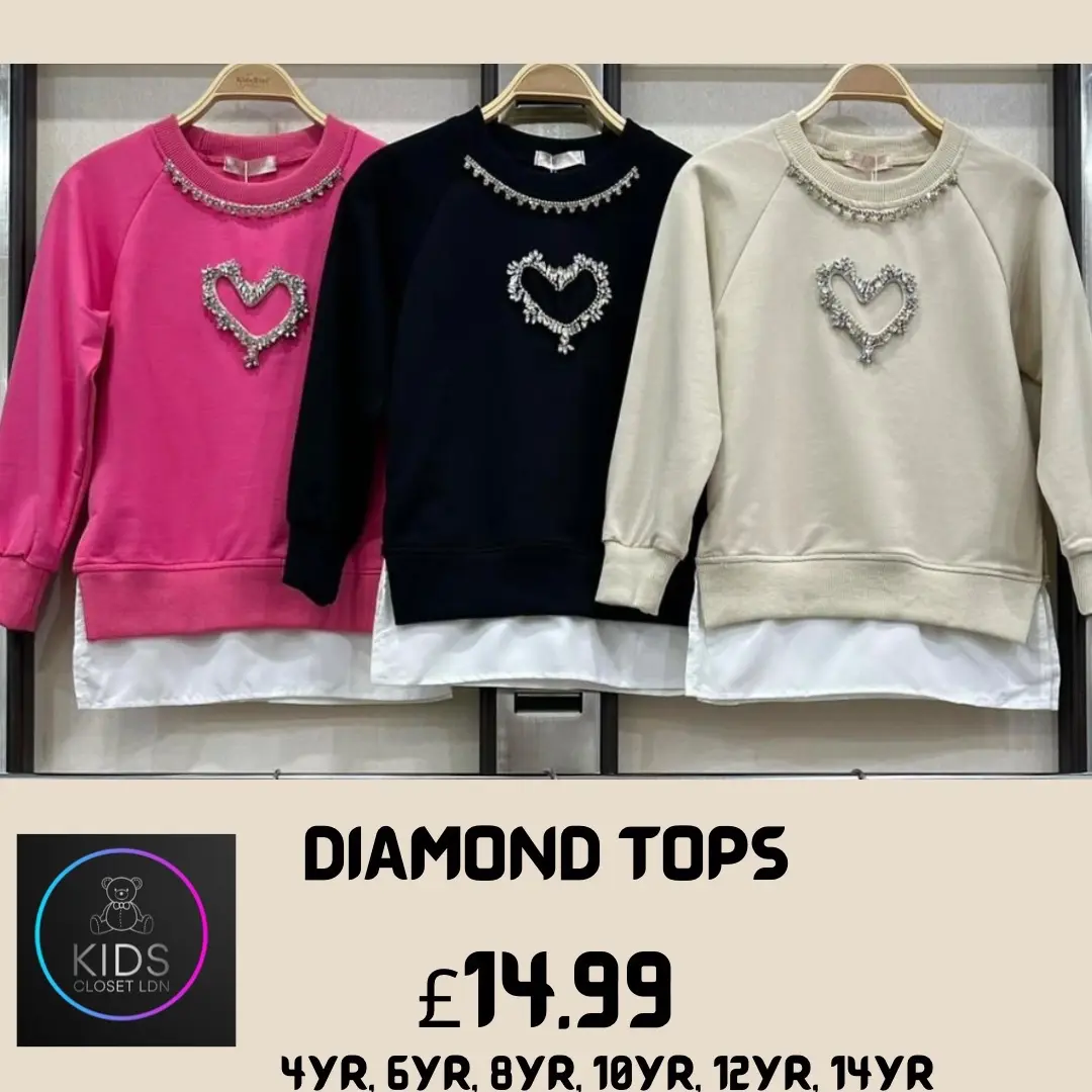 Girls Diamond Heart Tops