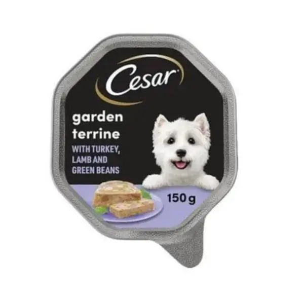 CESAR Garden Terrine Dog Food Tray Lamb, Turkey & Green Beans in Loaf 150g (Pack of 14) - High Protein & Low Fat 0