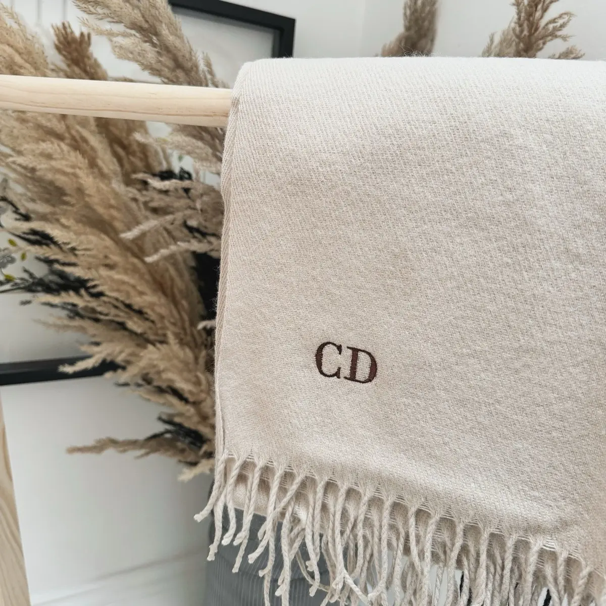 Soft Winter Personalised Scarf in Black, Navy, Camel, Grey and Cream - 186 x 47 cm
