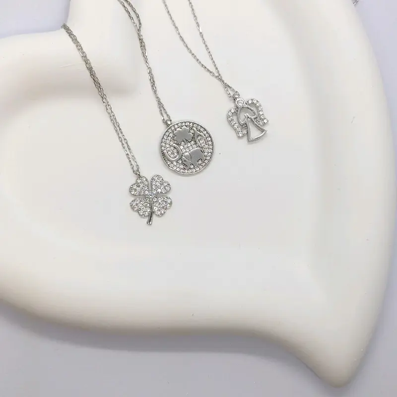Silver Lucky Elephant Necklace 925 Casual Elegant Ethnic Daily 2