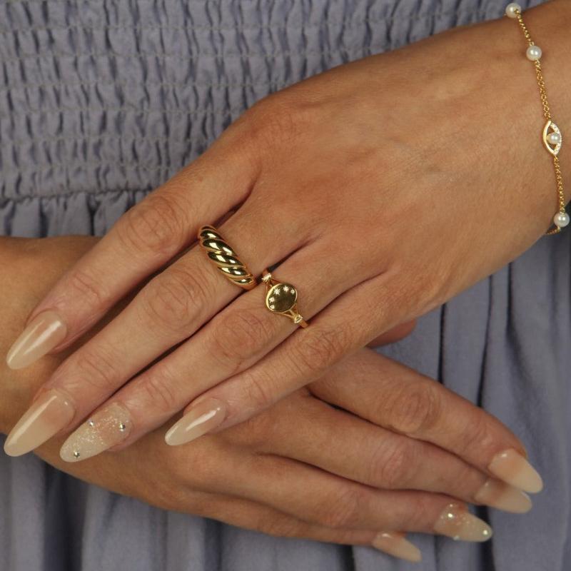 Croissant Dome Twisted Statement Ring in 18K Gold on Sterling Silver - Handcrafted Ethically 2