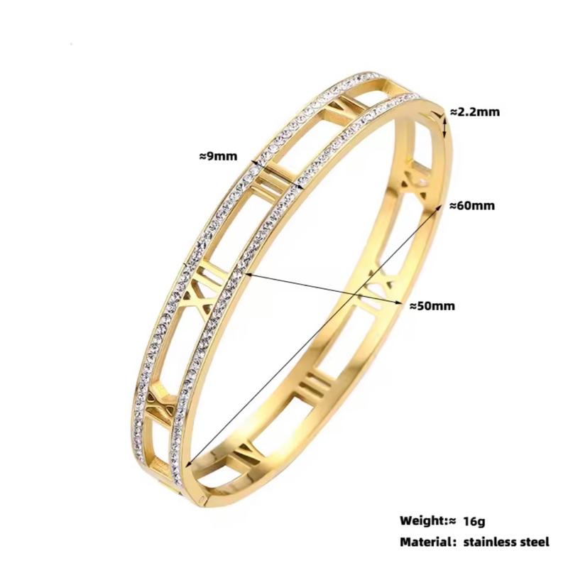 Demii Bangle roman numeral with diamanté gold silver 3