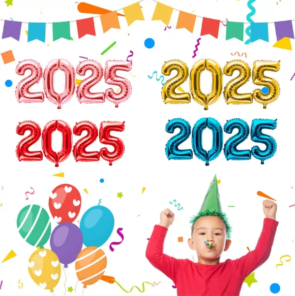 Happy New Year Foil Balloons – Festive Decorations for New Year’s Eve & Christmas Parties
